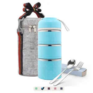 Japanese Bento Box, Arderlive Stackable Wheat Straw Portable Leakproof Lunch Box with Lunch Bag, Eco-friendly Food Storage Container for kids.(Beige)