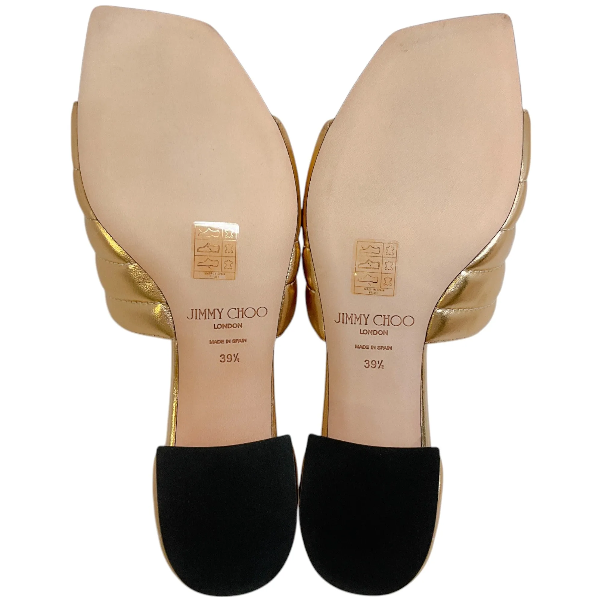 Jimmy Choo Gold Quilted Leather Themis Slide Sandals