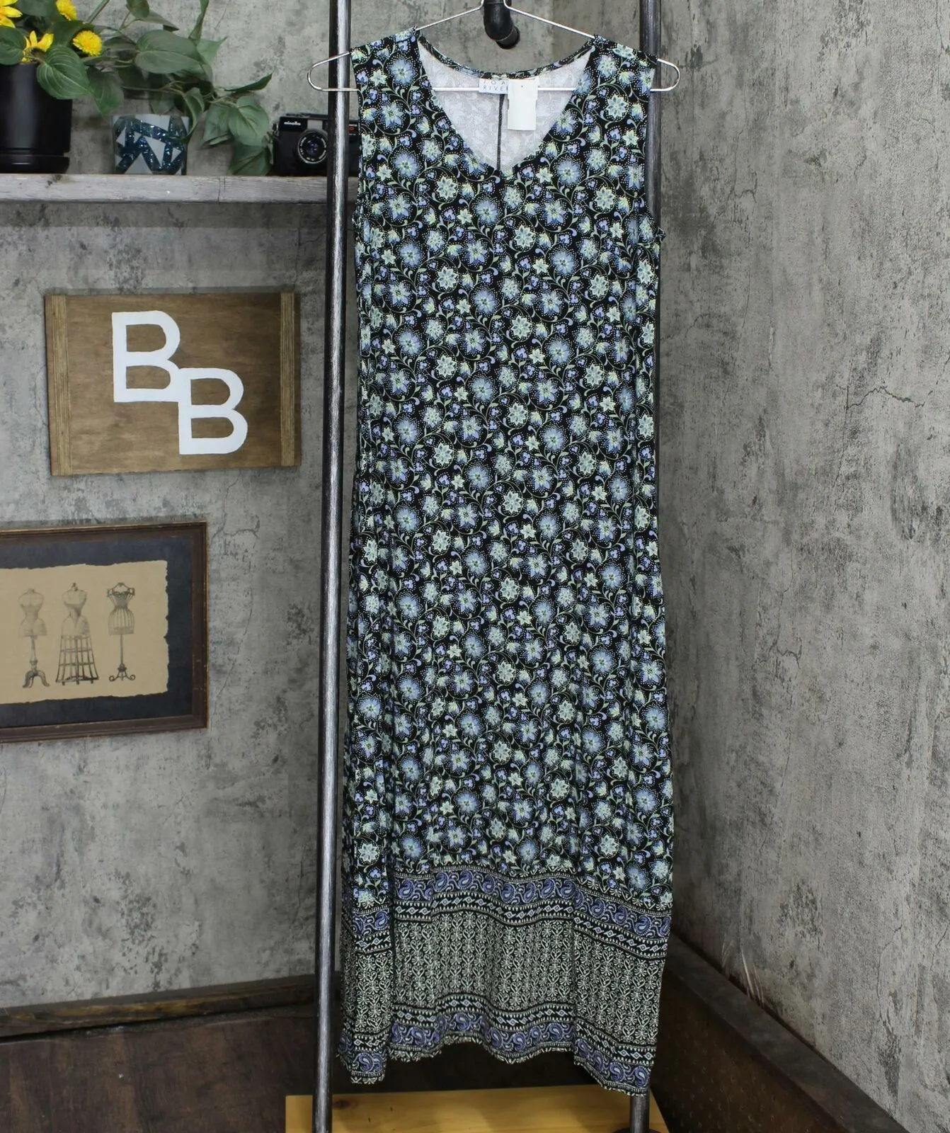 Joan Rivers Petite Mixed Print V-Neck Maxi Dress