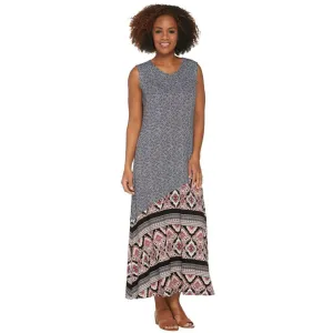 Joan Rivers Women's Mixed Pattern Sleeveless Knit Maxi Dress