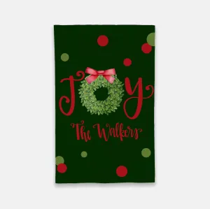 Joy Boxwood Wreath Garden Flag