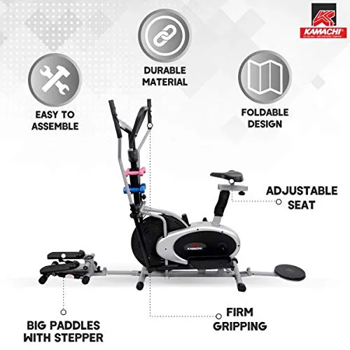 Kamachi OB-330 Elliptical Orbitrack Bike (4 in 1) with Stepper, Twister & Dumbbells; Exercise Cycle; Cross Trainer