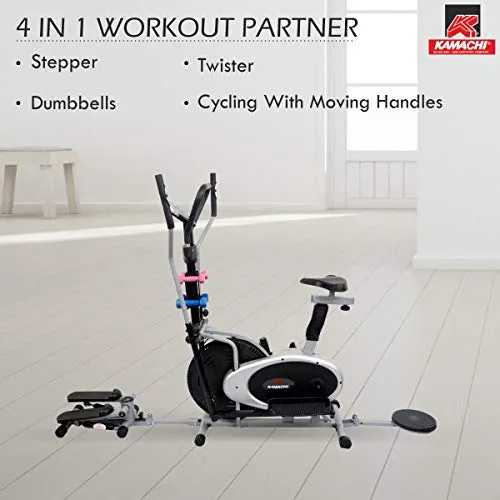 Kamachi OB-330 Elliptical Orbitrack Bike (4 in 1) with Stepper, Twister & Dumbbells; Exercise Cycle; Cross Trainer