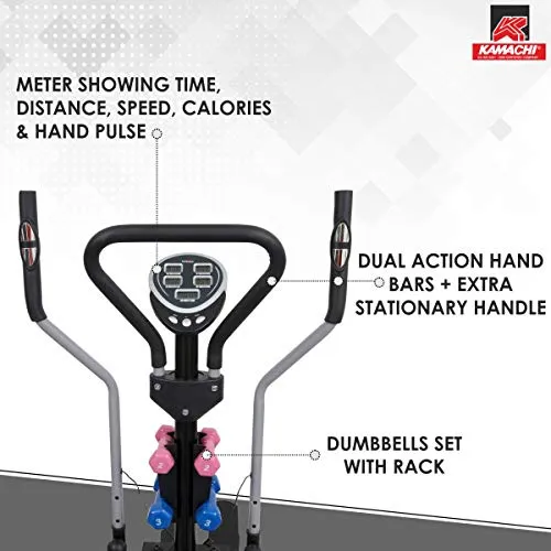 Kamachi OB-330 Elliptical Orbitrack Bike (4 in 1) with Stepper, Twister & Dumbbells; Exercise Cycle; Cross Trainer