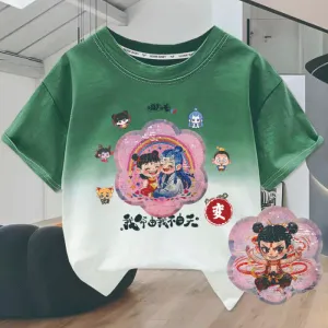 Kids' Gradient Rainbow Sequin T-Shirt – Color-Changing Fun!