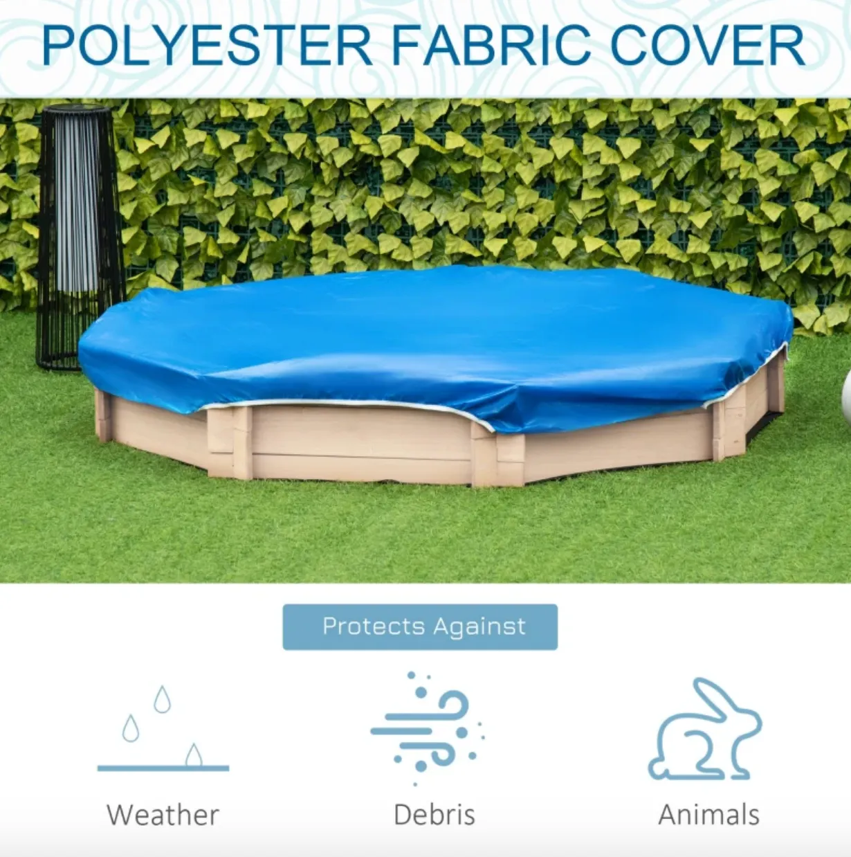 Kids Octaganol Eco FSC Wooden Sandpit with Waterproof Cover | 1.16m diameter | 12m 