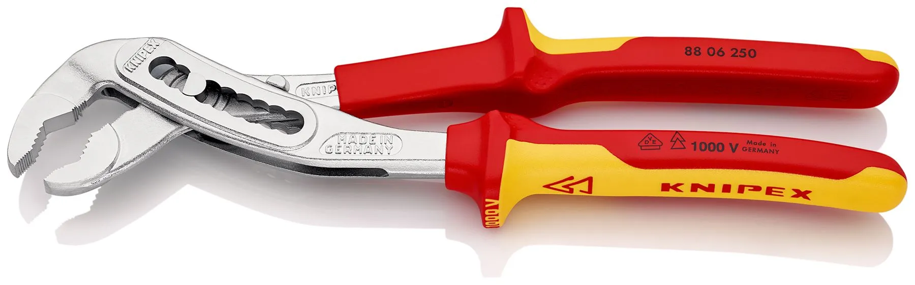 KNIPEX Alligator Water Pump Pliers 250mm Chrome VDE Multi Component Grips 88 06 250 SB