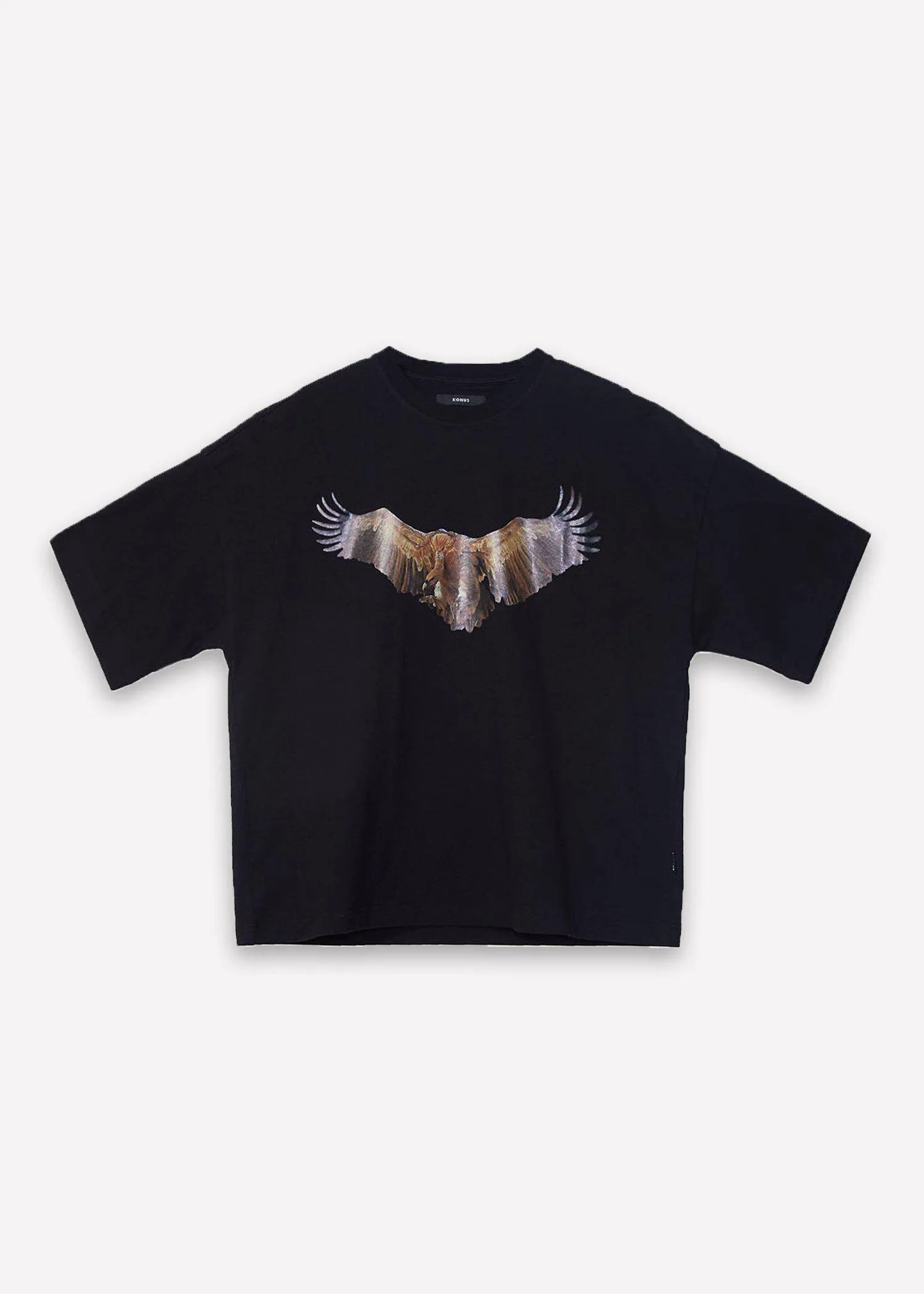 Konus Men's Oversized Vulture Graphic Tee in Black