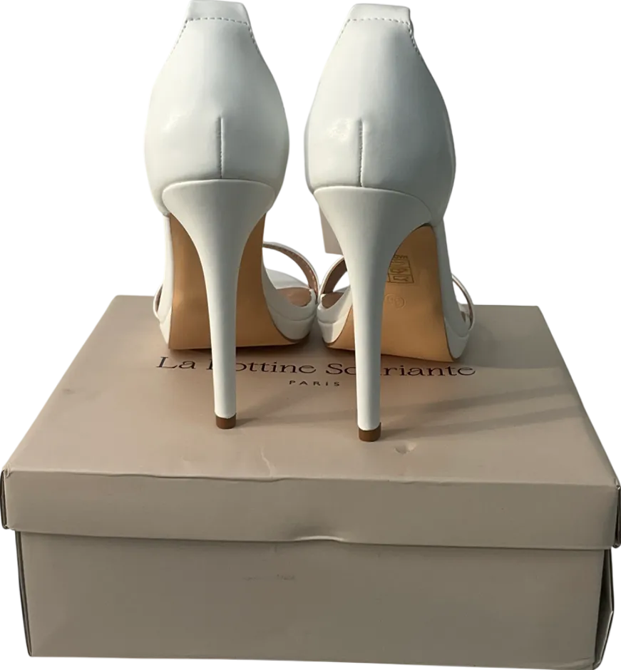 la bottine souriatte Letty Ankle Strap Stiletto Heel In White Faux Leather UK 3 EU 36 👠