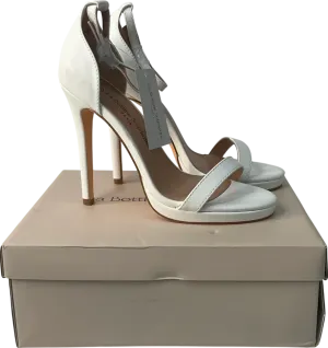 la bottine souriatte Letty Ankle Strap Stiletto Heel In White Faux Leather UK 3 EU 36 👠