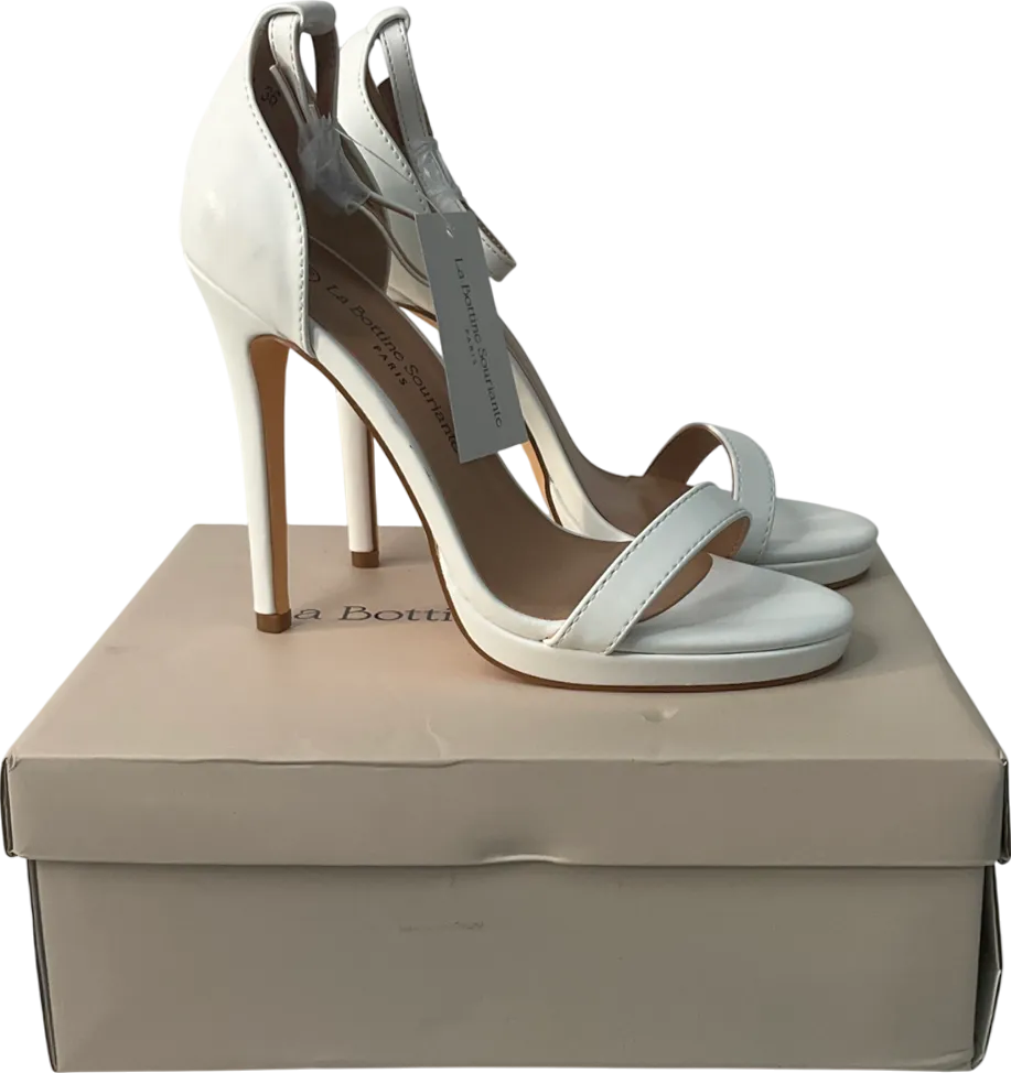 la bottine souriatte Letty Ankle Strap Stiletto Heel In White Faux Leather UK 3 EU 36 👠