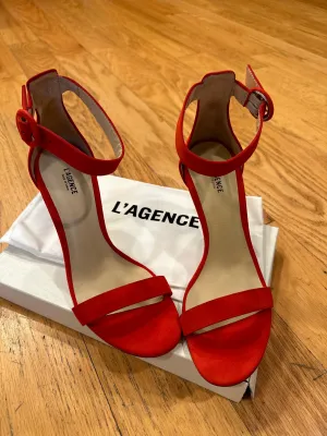 L'Agence Gisele High Heel Sandal in Golden Poppy Suede