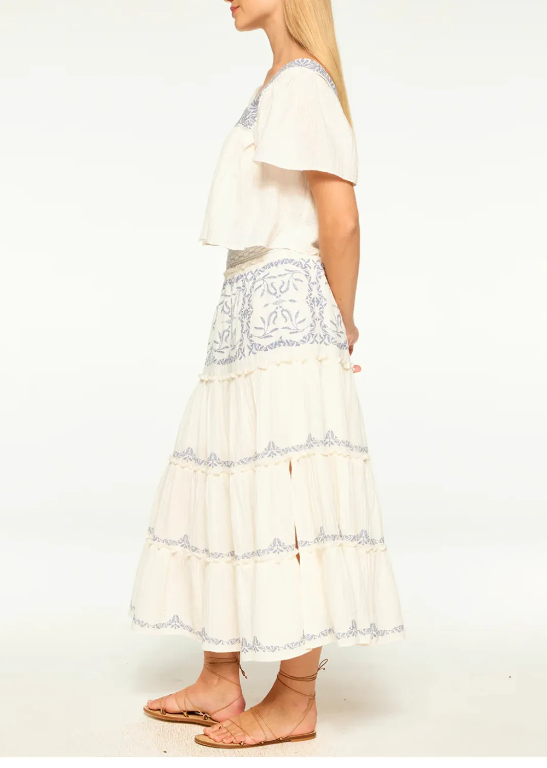Lahar Skirt Ivory Embroidered