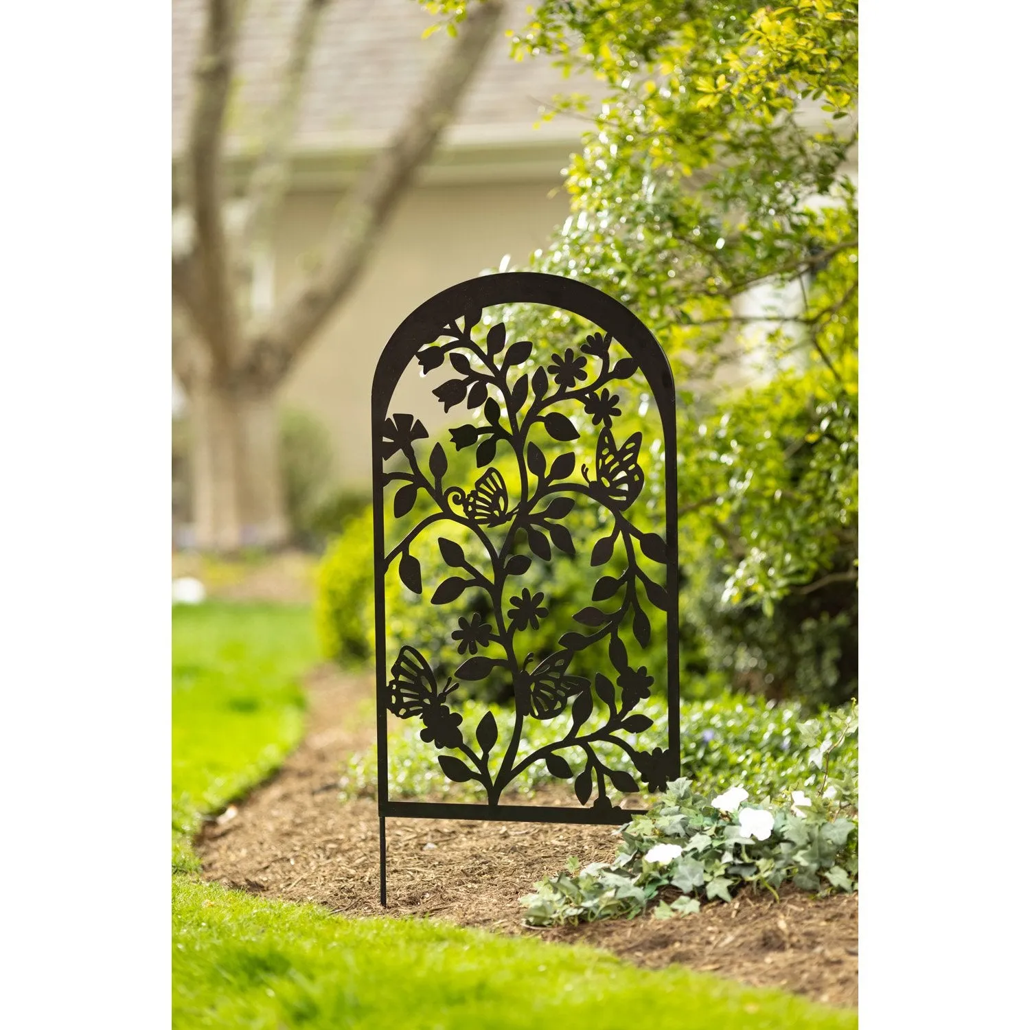 Laser Cut Trellis-Black Butterflies,47m3646