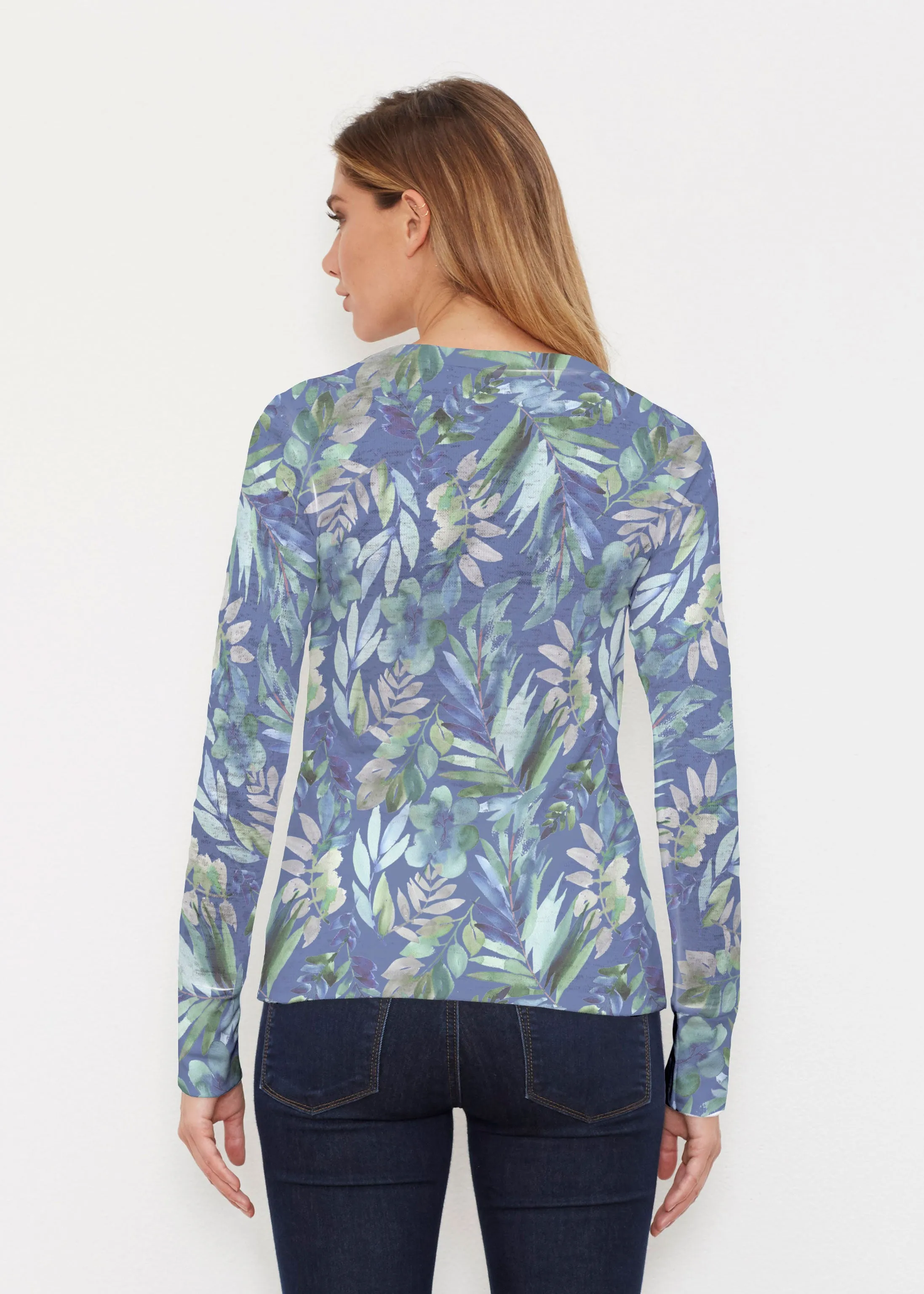 Leah Leaves (16258) ~ Thermal Long Sleeve Crew Shirt