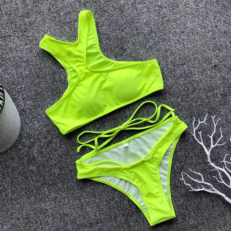 Leopard Print Bikini Swimwear Strappy Swimsuit