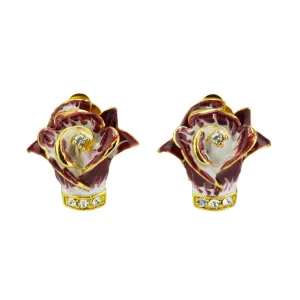 Les Roses Gold Tone Purple Earrings