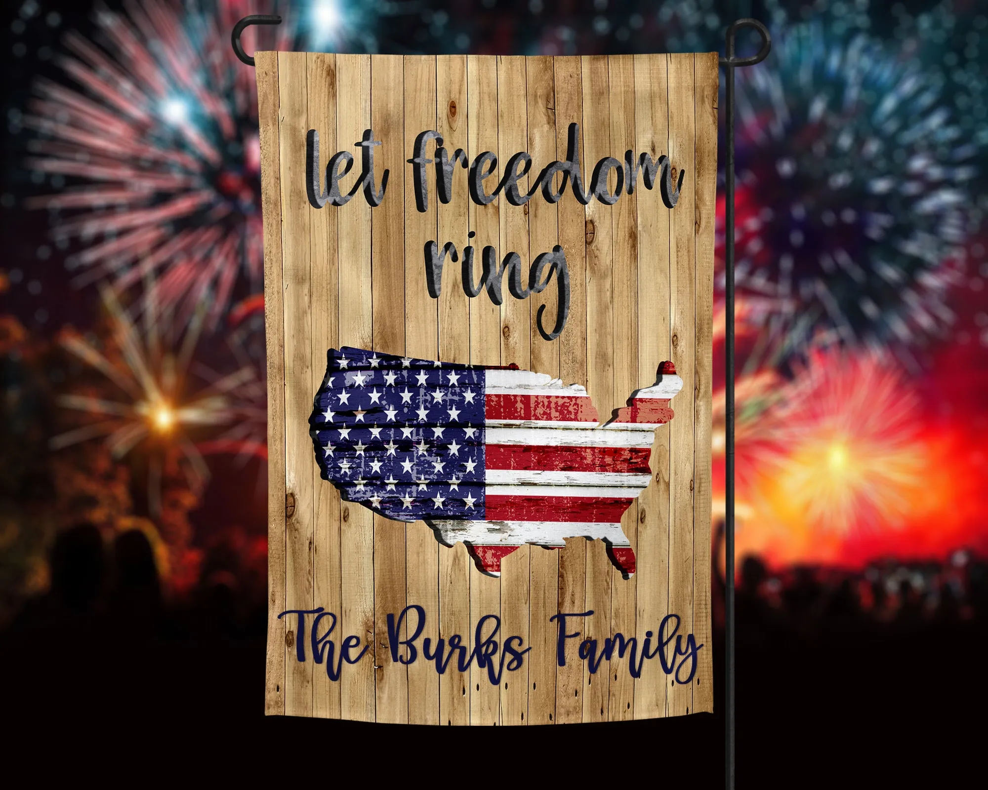 Let Freedom Ring Personalized Patriotic Garden Flag