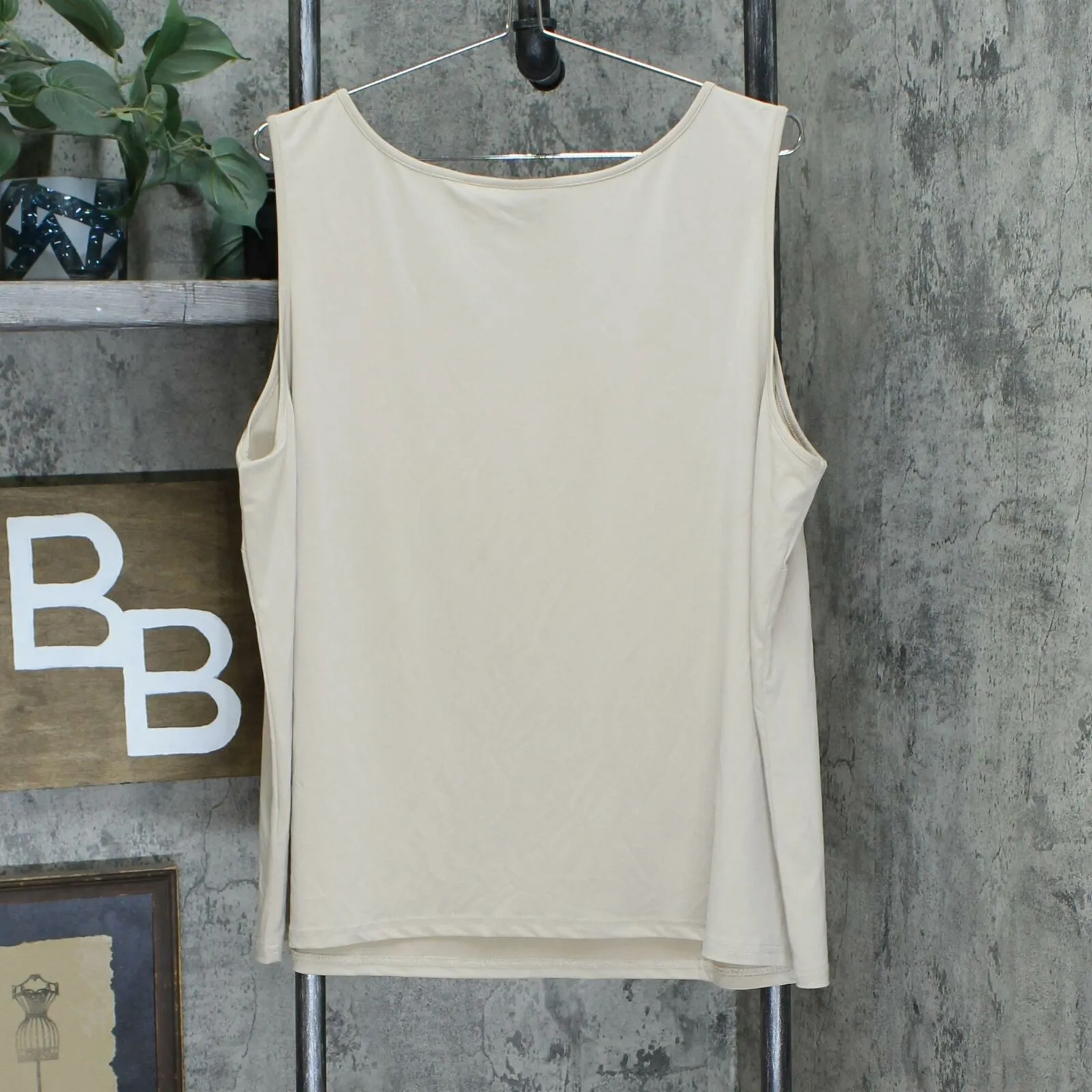 Linea by Louis Dell'Olio Knit Tank Top Beige Plus 2X
