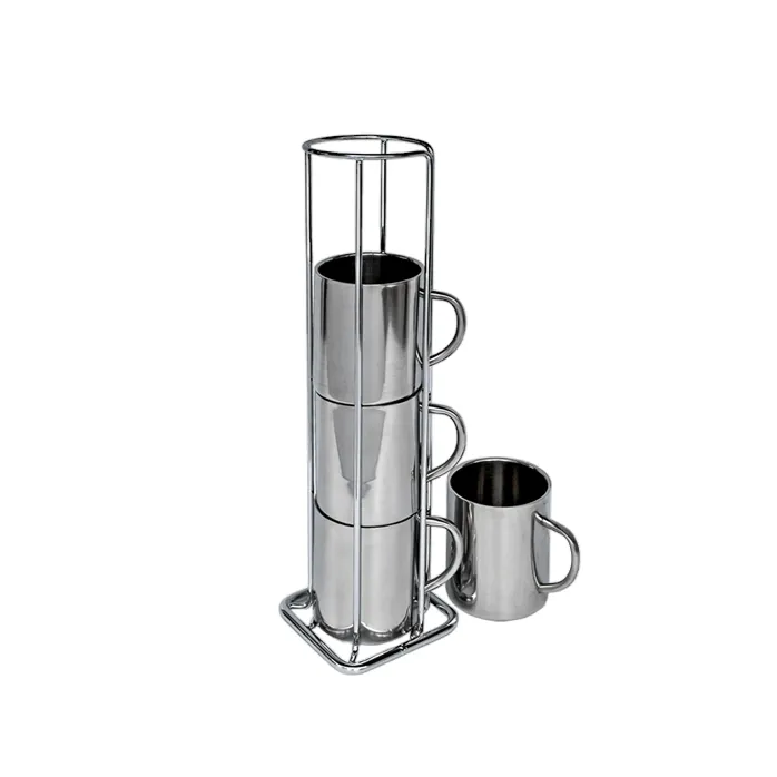 Lk’s Stainless Steel Four Cups In Stand 190/18