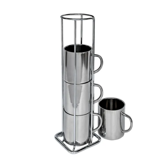 Lk’s Stainless Steel Four Cups In Stand 190/18
