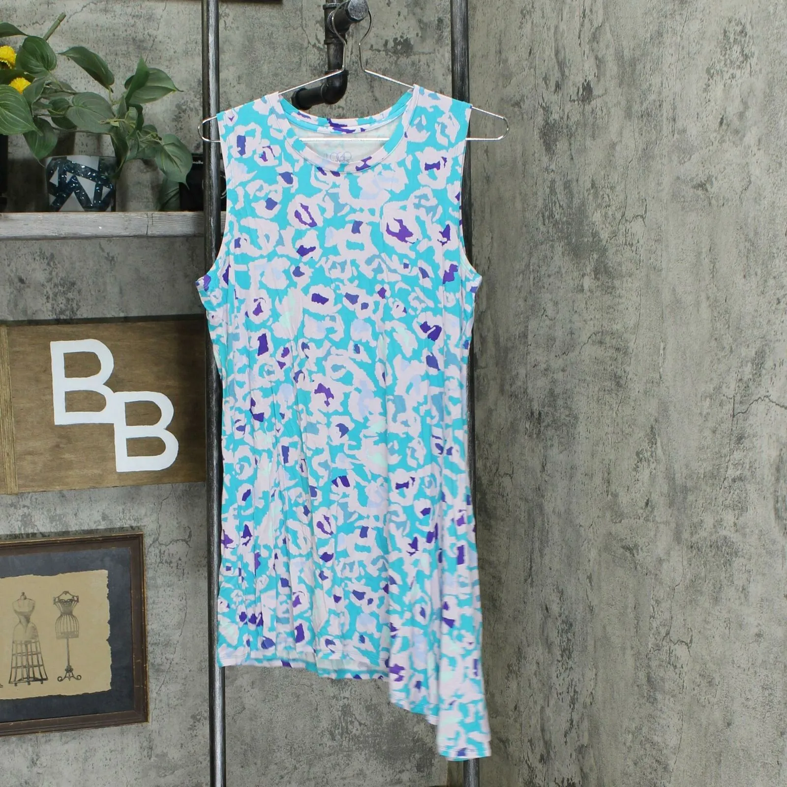 LOGO by Lori Goldstein Layers Printed Assymetrical Knit Tank Top