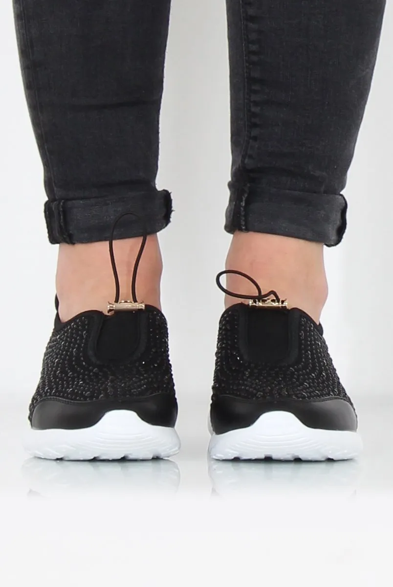 Lorraine Black Sparkle Trainers