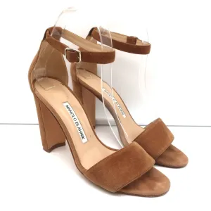 Manolo Blahnik Lauratop Sandals Brown Suede Size 36 Ankle Strap Heels