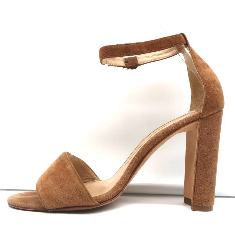 Manolo Blahnik Lauratop Sandals Brown Suede Size 36 Ankle Strap Heels