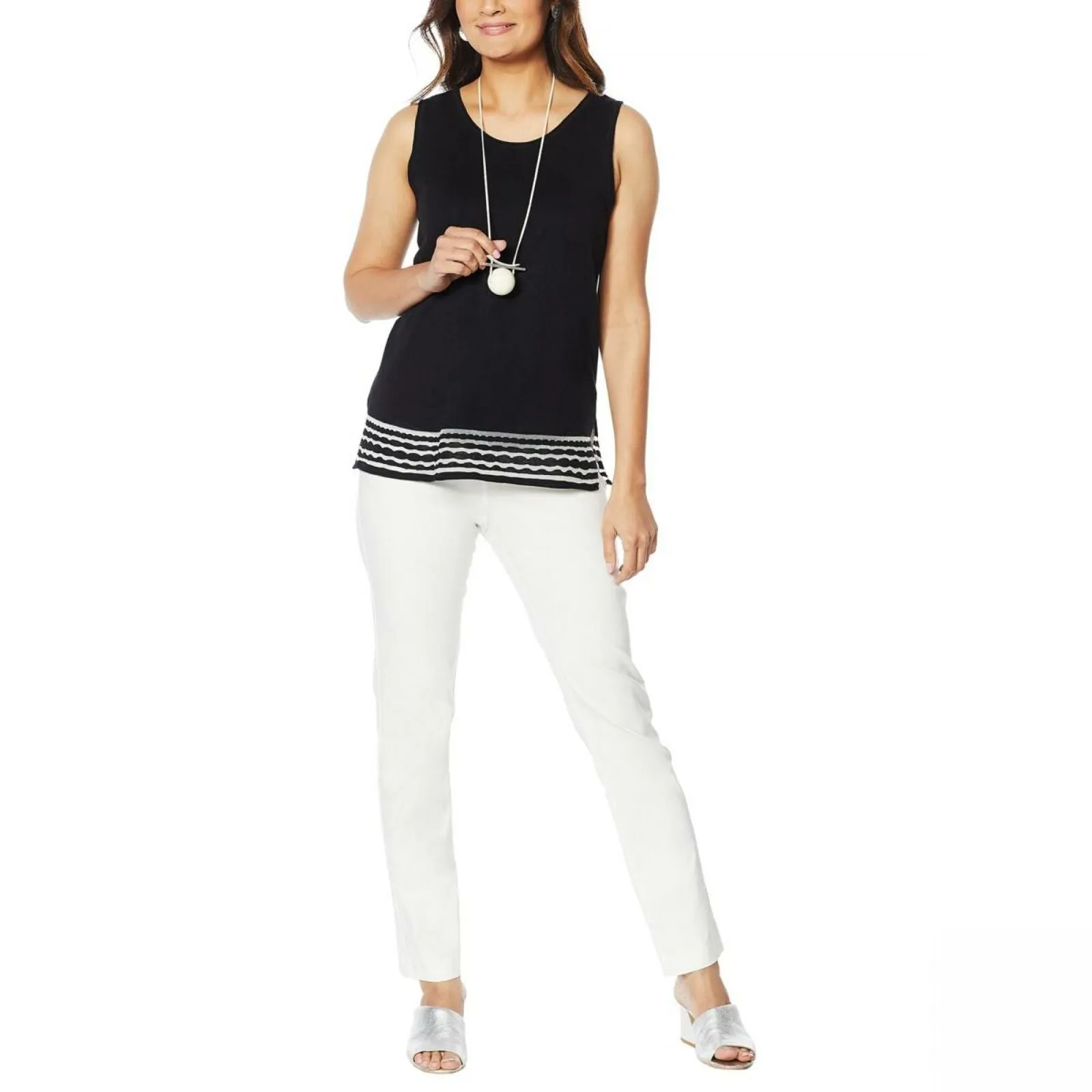 MarlaWynne Women's Sheer Stitch Buronout Tank Top