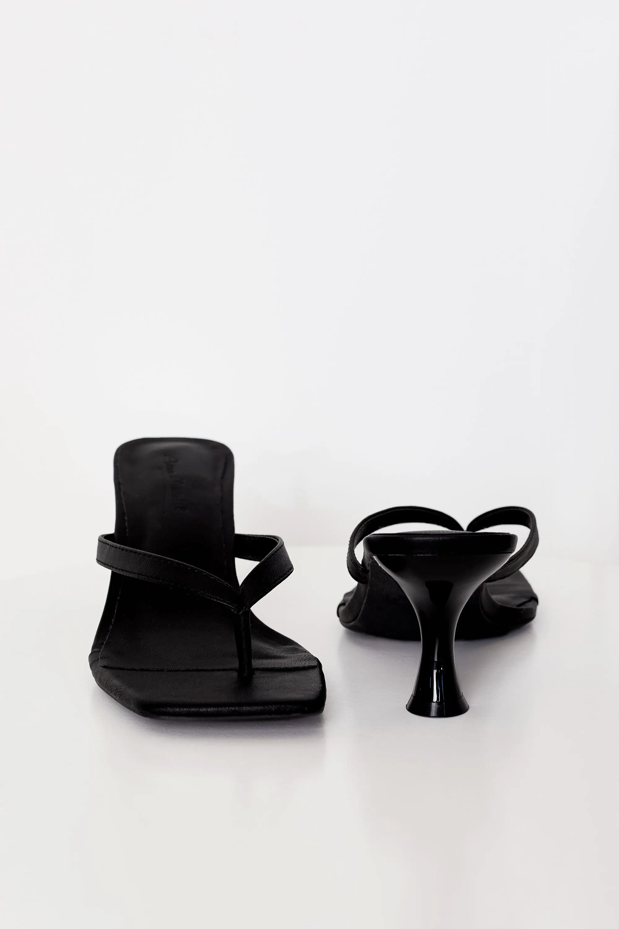 Melanie Black Thong Strap Kitten Heel