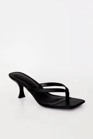 Melanie Black Thong Strap Kitten Heel