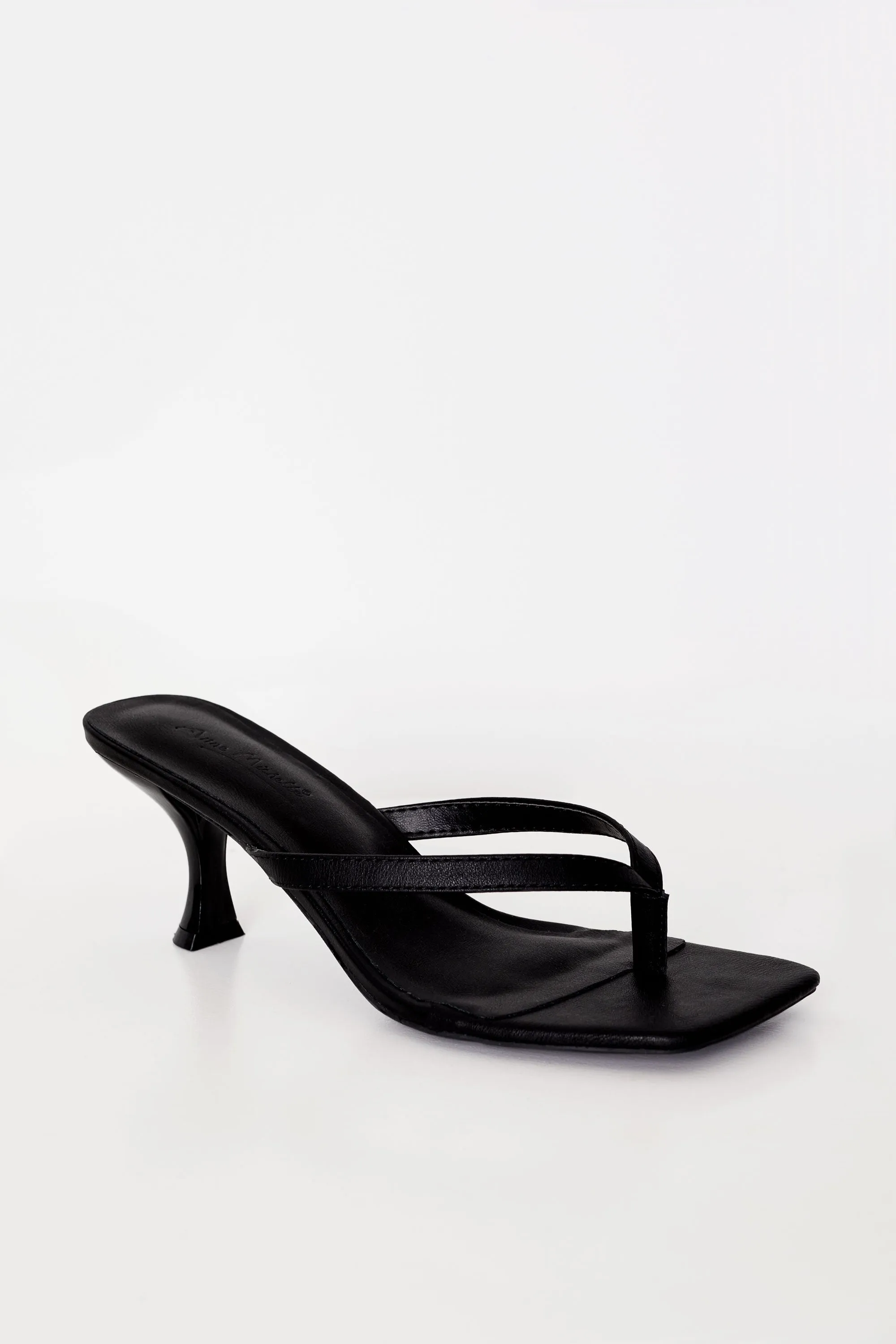 Melanie Black Thong Strap Kitten Heel