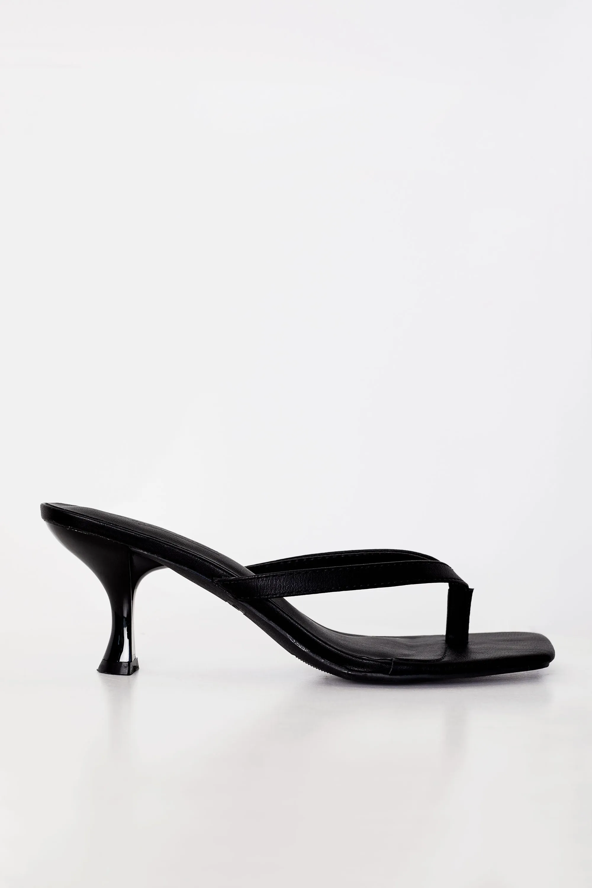 Melanie Black Thong Strap Kitten Heel