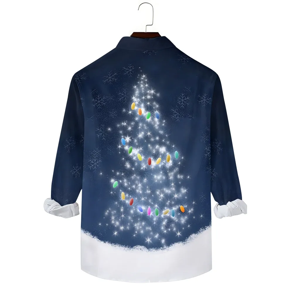 Men's Christmas Tree Printed Long Sleeve Shirt 2411002941