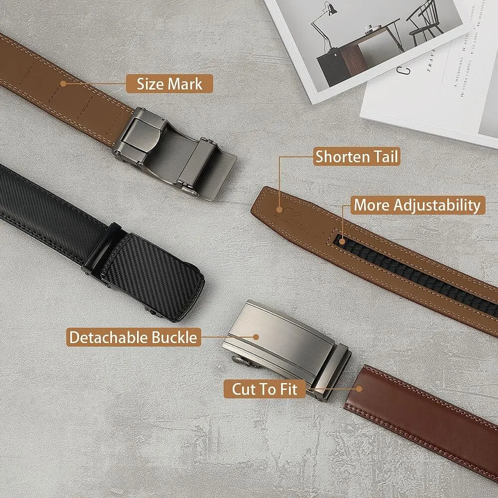 Men's Real Leather Ratchet Dress Casual Belt