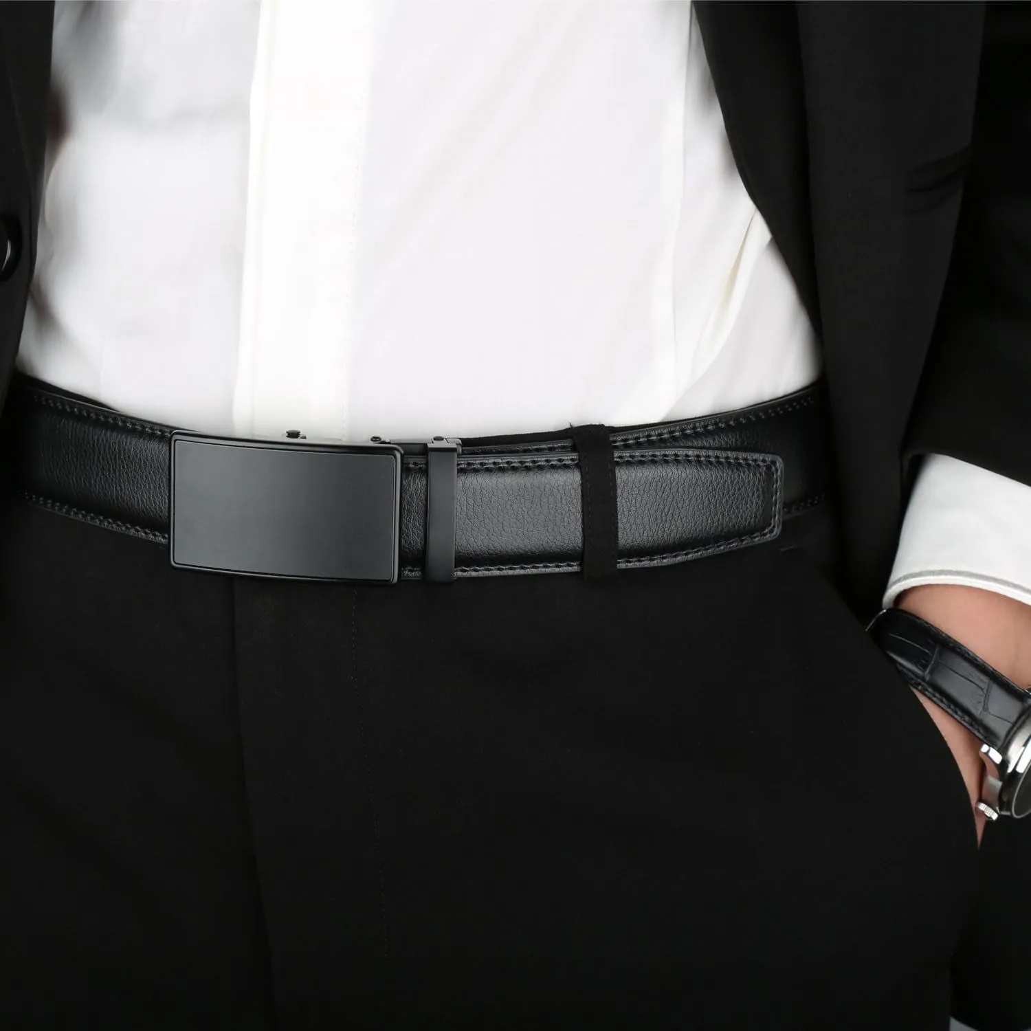 Men's Real Leather Ratchet Dress Casual Belt