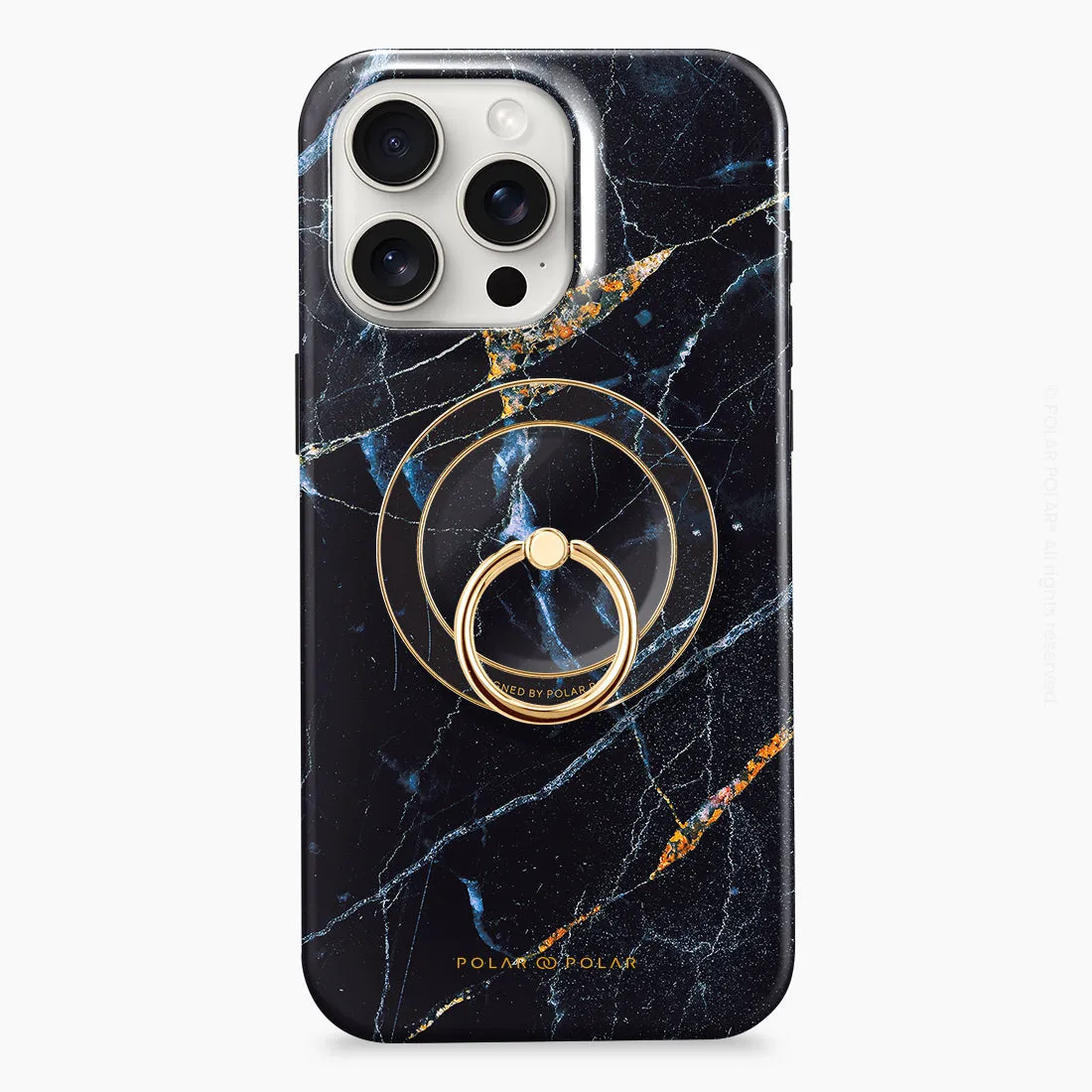 Midnight Marble - Golden MagSafe Phone Grip and Ring Holder Stand