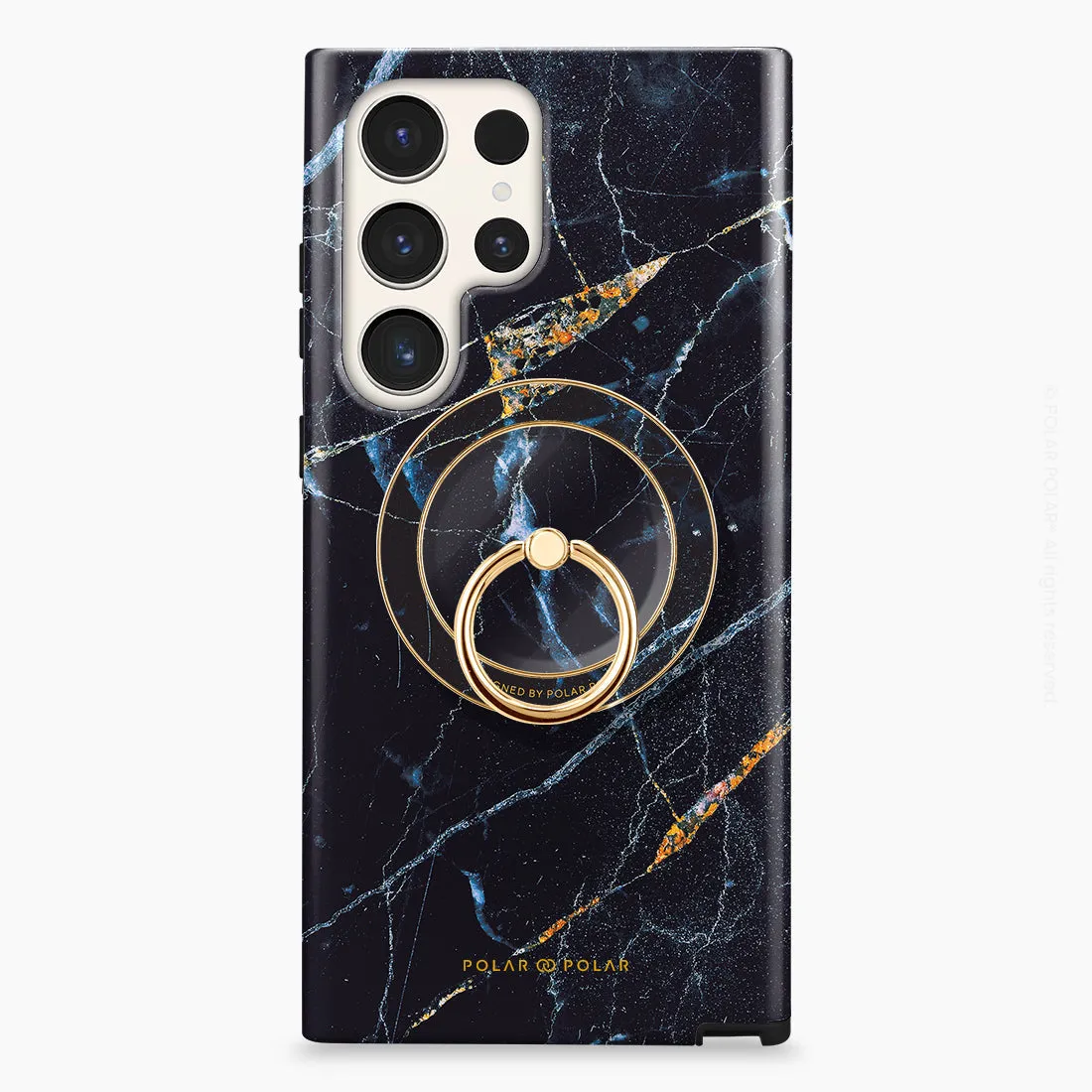 Midnight Marble - Golden MagSafe Phone Grip and Ring Holder Stand