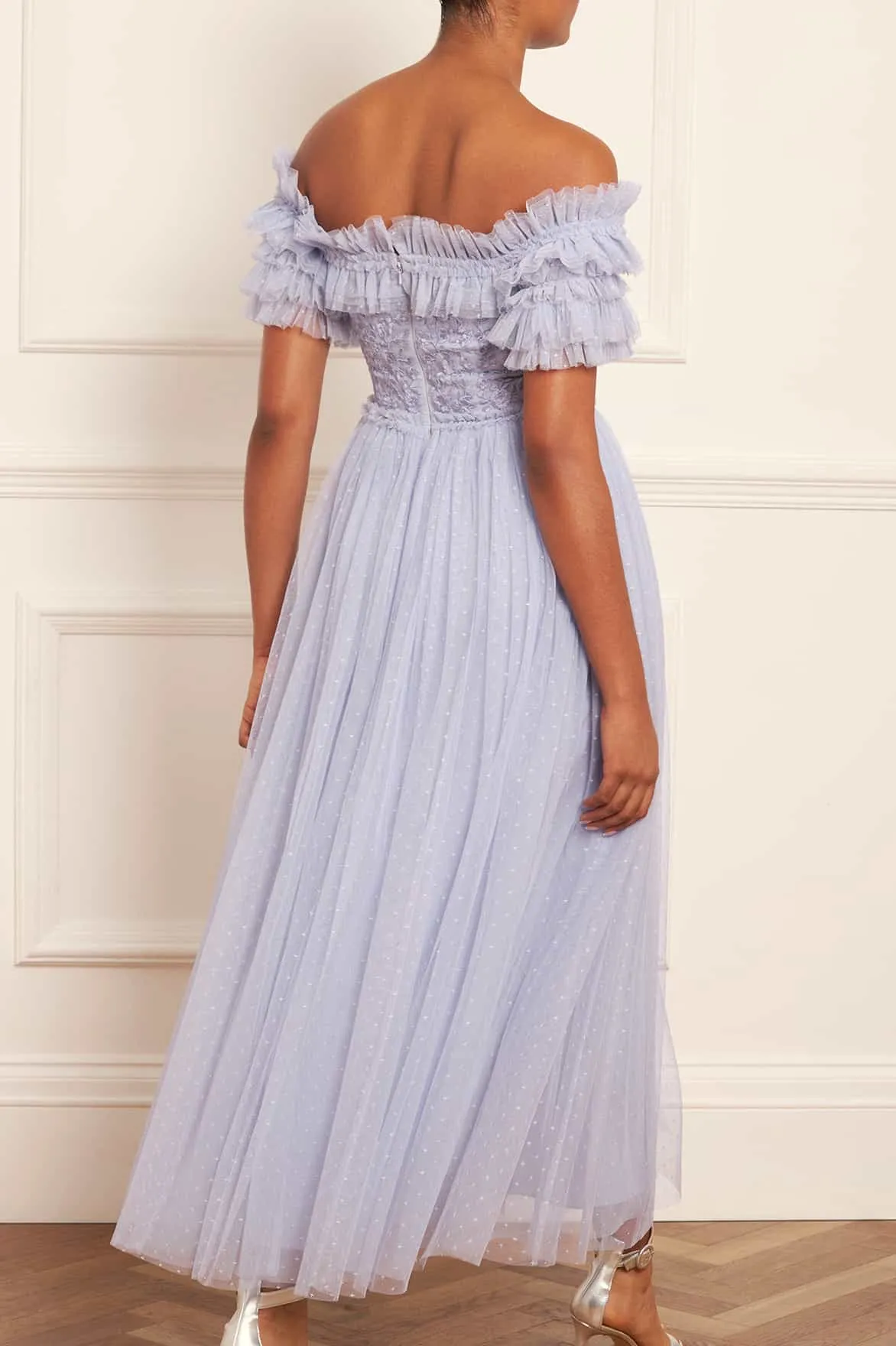 Midsummer Lace Bodice Off-Shoulder Ankle Gown