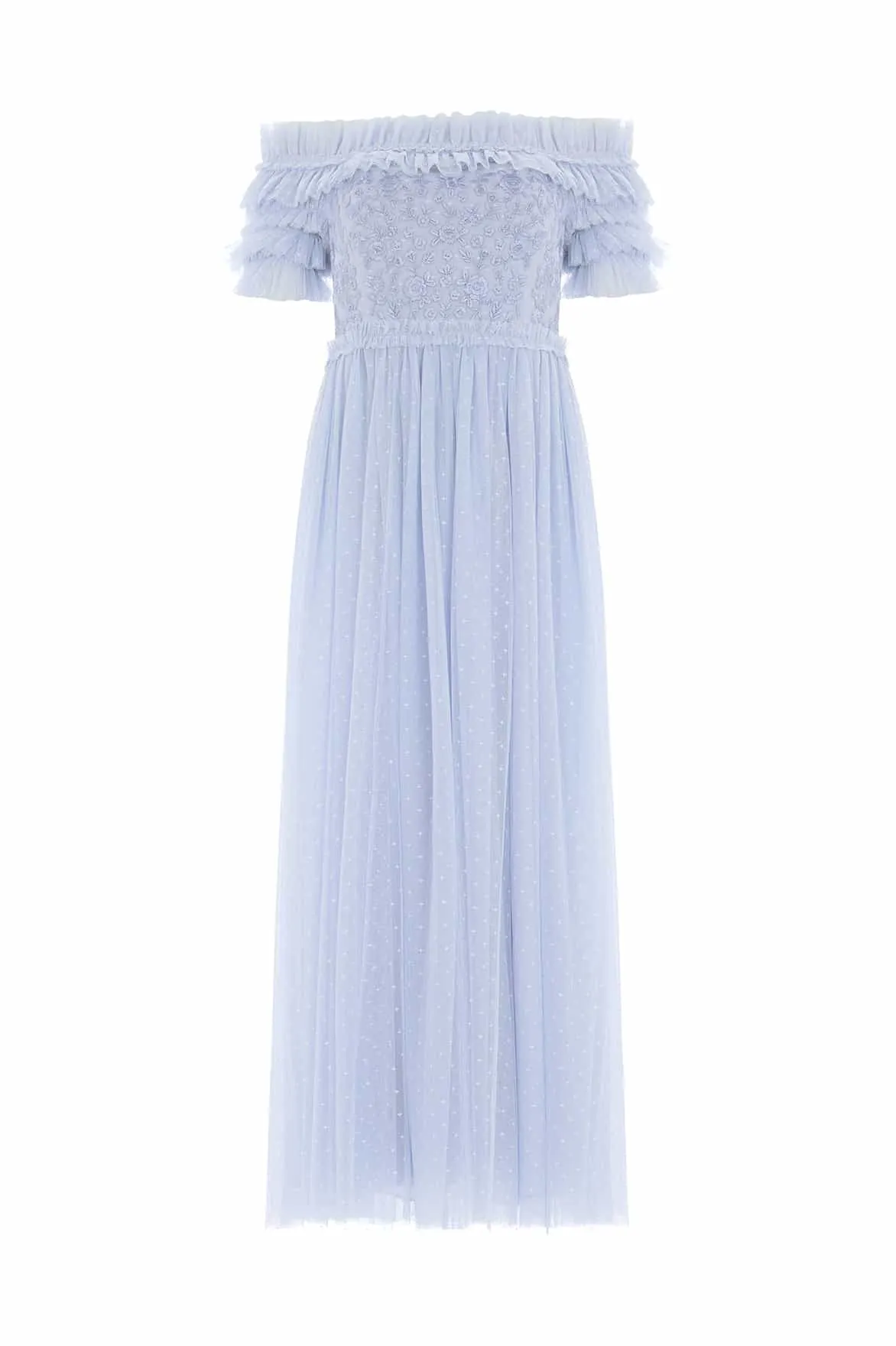 Midsummer Lace Bodice Off-Shoulder Ankle Gown