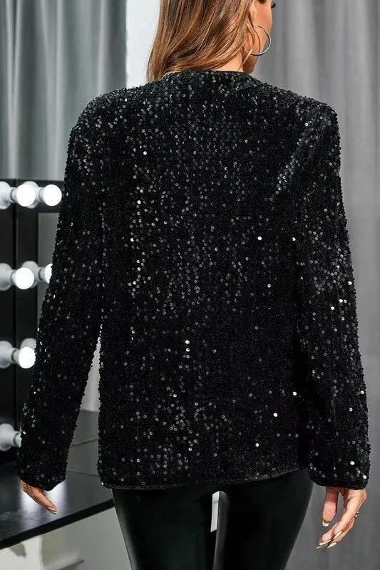 Miss Sparkling Dual Button Sequin Blazer
