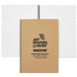Modestone Side Spiral Waterproof Notebook A4 - Tan