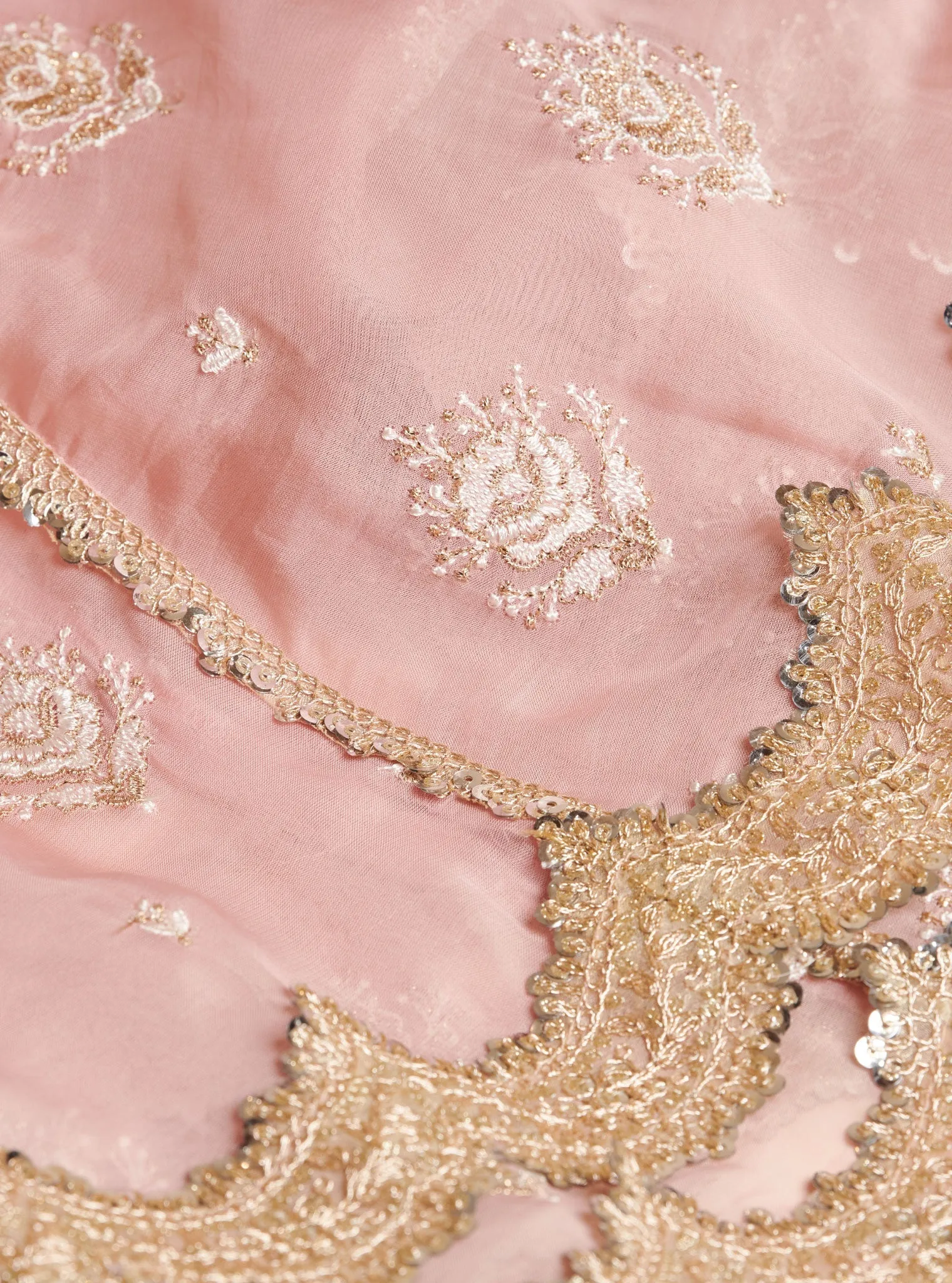 Mulmul Organza Gulabo Pink Anarkali Kurta With Mulmul Cupro Gulabo Pink pant