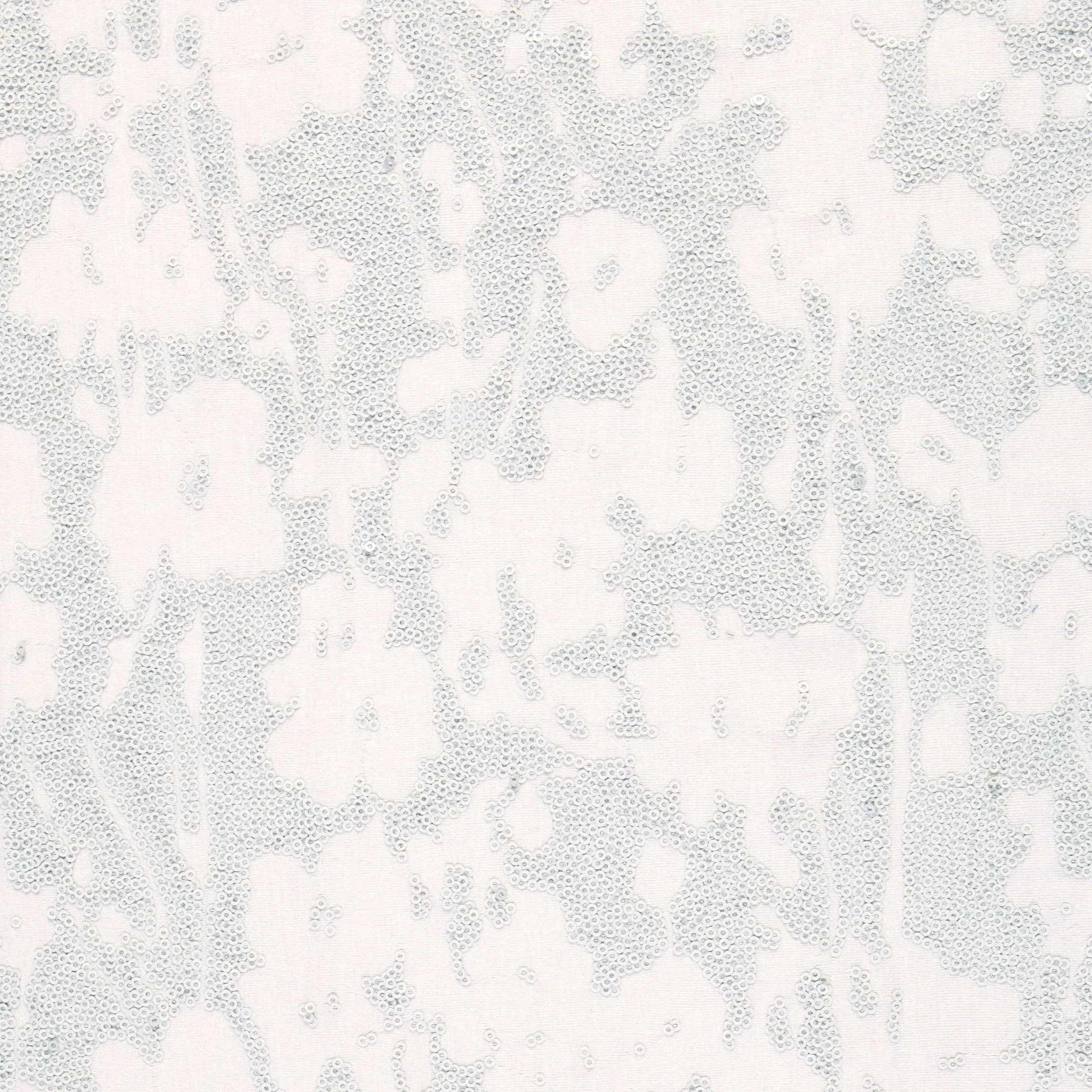 Natural Rayon Fiber Jersey Sequin Embroidered Knitted Cream Fabric