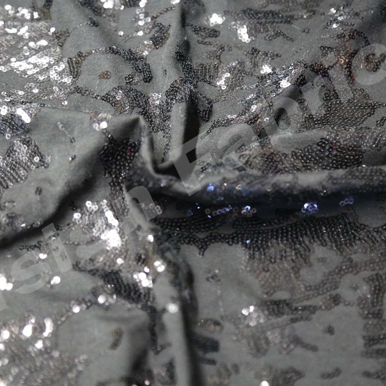 Natural Rayon Fiber Jersey Sequin Embroidered Knitted Cream Fabric