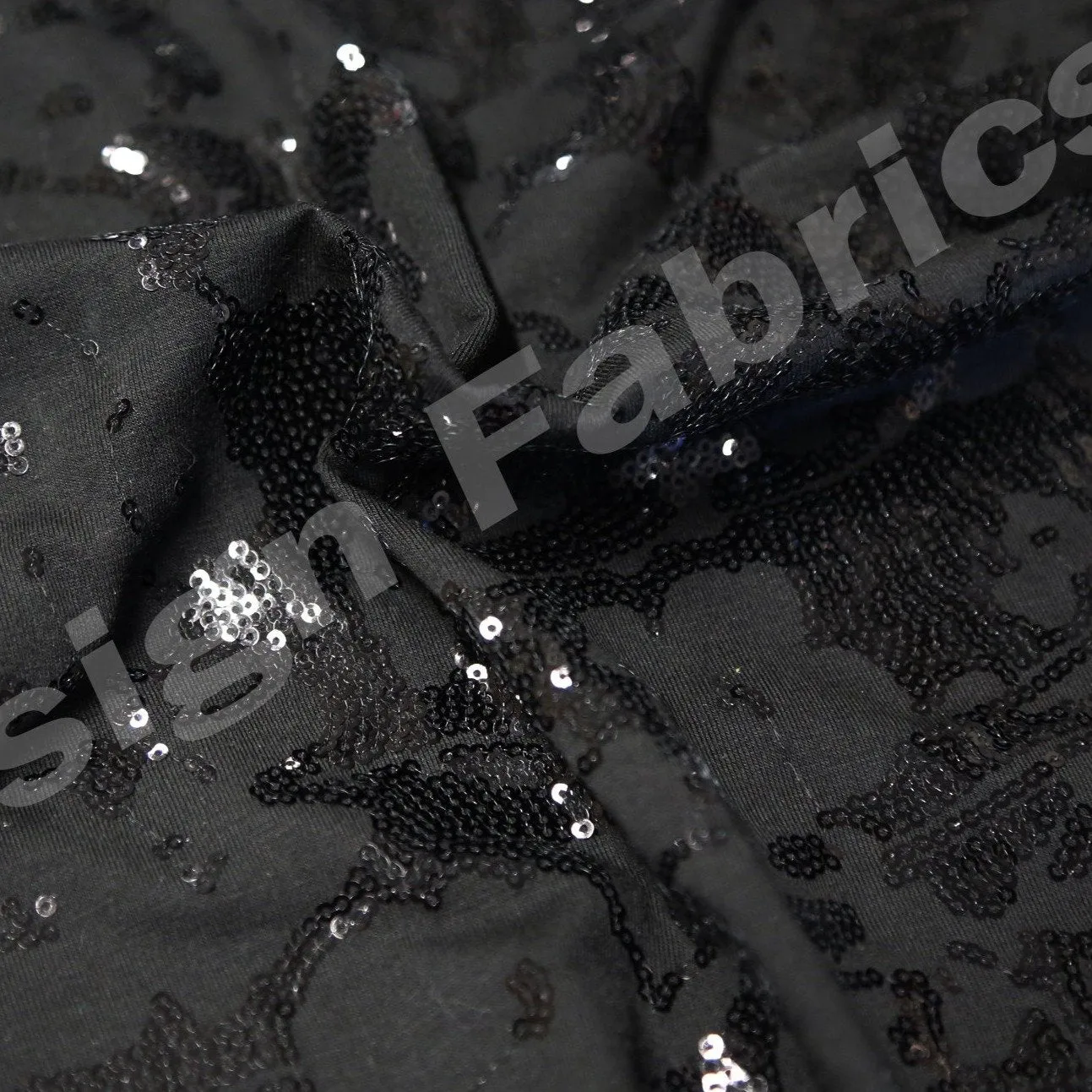 Natural Rayon Fiber Jersey Sequin Embroidered Knitted Cream Fabric