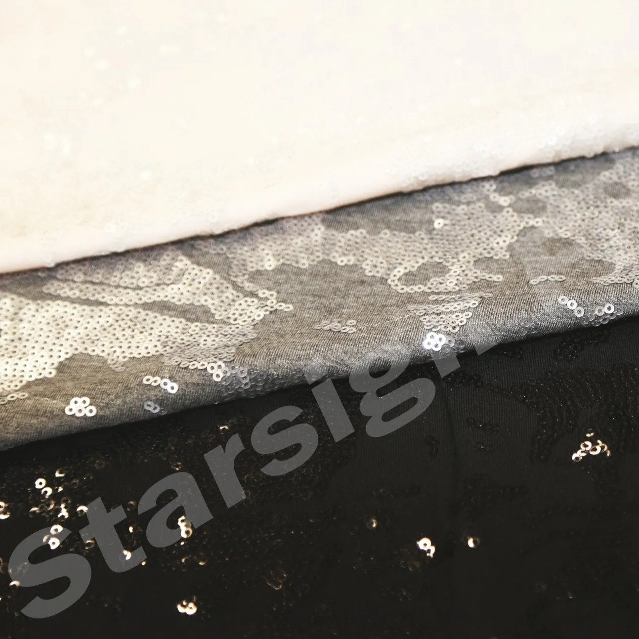 Natural Rayon Fiber Jersey Sequin Embroidered Knitted Cream Fabric