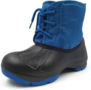 New Kids Amoji Waterproof Winter Boots, Blue/Black! Easy-slip on design! Sz 5 Big Kid