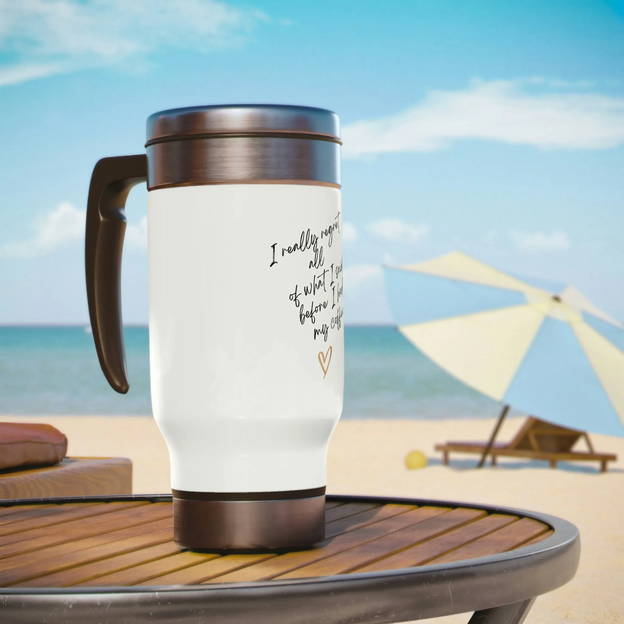 New Stainless Steel Travel Mug with Handle, 14oz